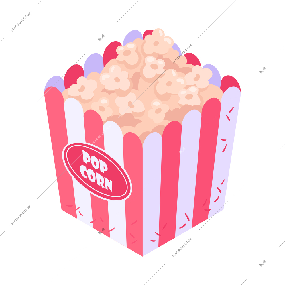 Isometric movie cinema composition with isolated image on blank background vector illustration