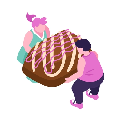 Isometric overeating gluttony composition with human characters on blank background vector illustration