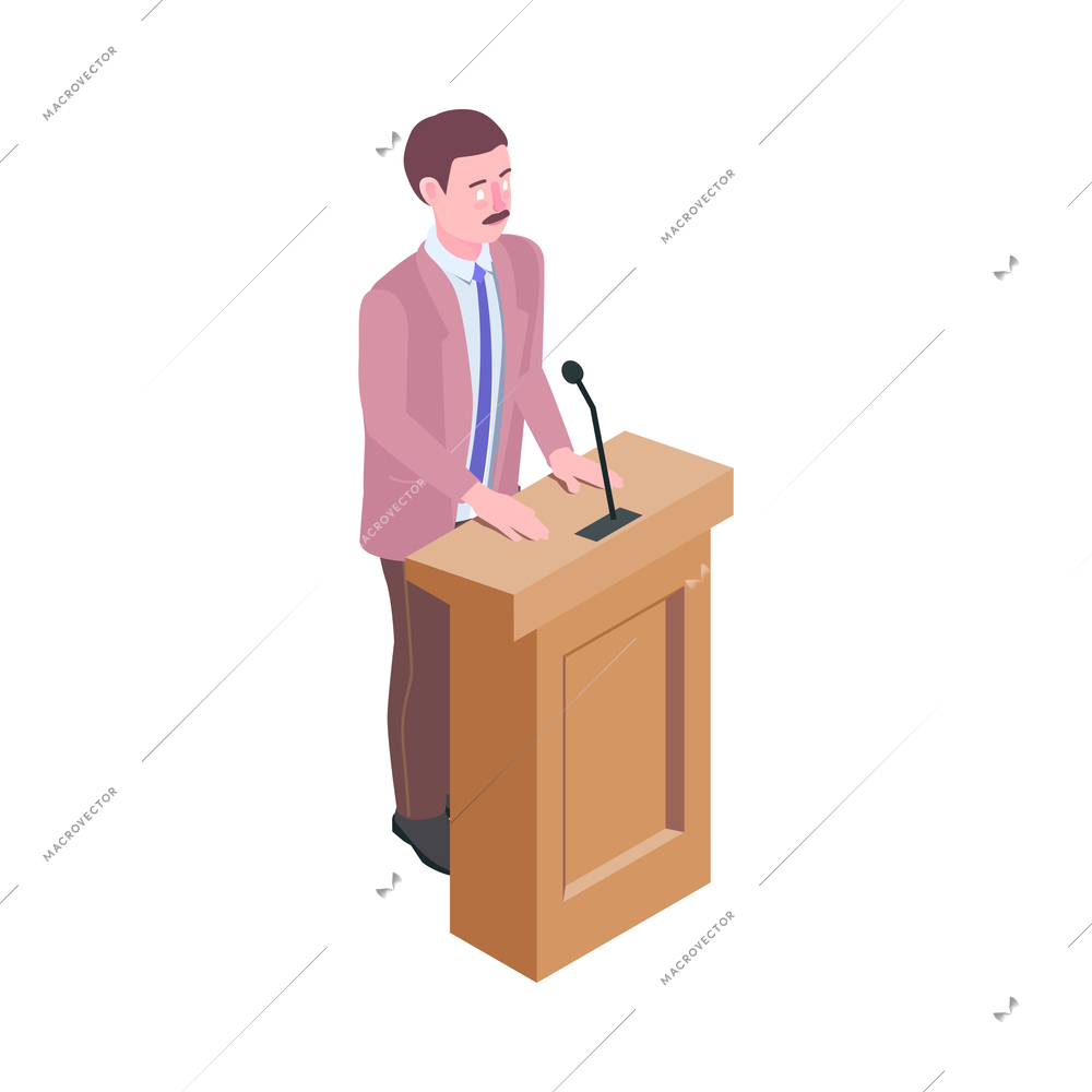 Law justice isometric composition with isolated court trial image on blank background vector illustration