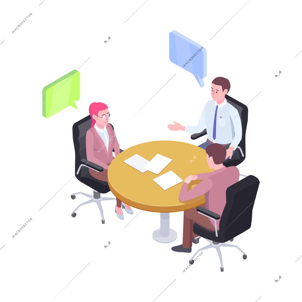 Recruitment isometric people composition with human resources isolated image on blank background vector illustration