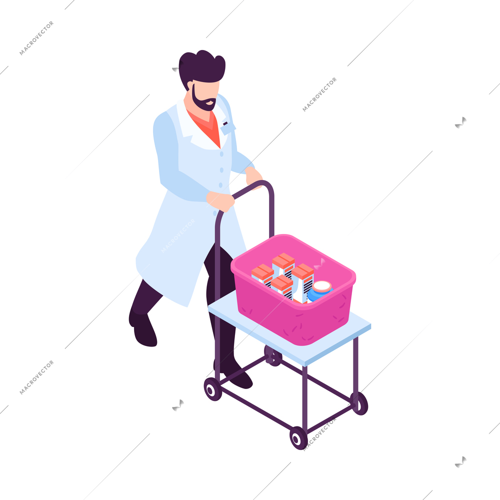 Isometric pharmacy composition with isolated medicine icon on blank background 3d vector illustration