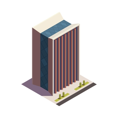 City skyscrapers isometric composition with isolated outdoor look of modern building on blank background vector illustration