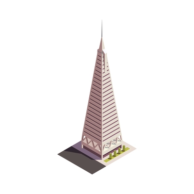 City skyscrapers isometric composition with isolated outdoor look of modern building on blank background vector illustration