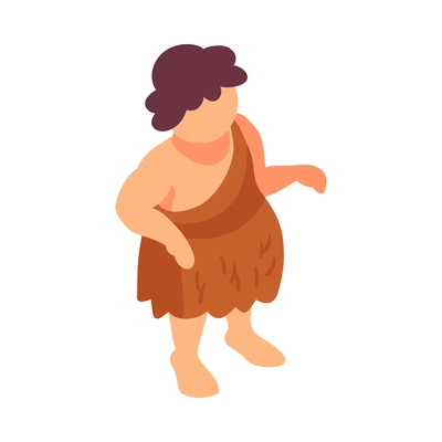 Isometric primitive people composition with isolated faceless character of ancient man vector illustration