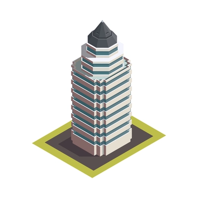 City skyscrapers isometric composition with isolated outdoor look of modern building on blank background vector illustration