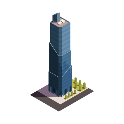 City skyscrapers isometric composition with isolated outdoor look of modern building on blank background vector illustration