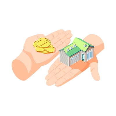 Real estate augmented reality isometric composition with isolated house sales modern service image vector illustration