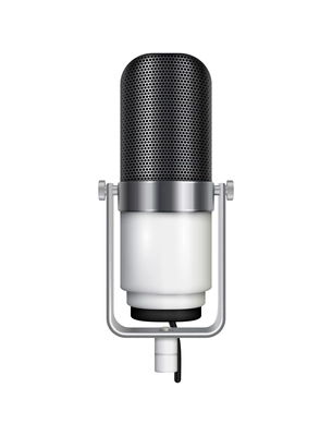 Professional microphone realistic composition with isolated image of audio recording mic vector illustration