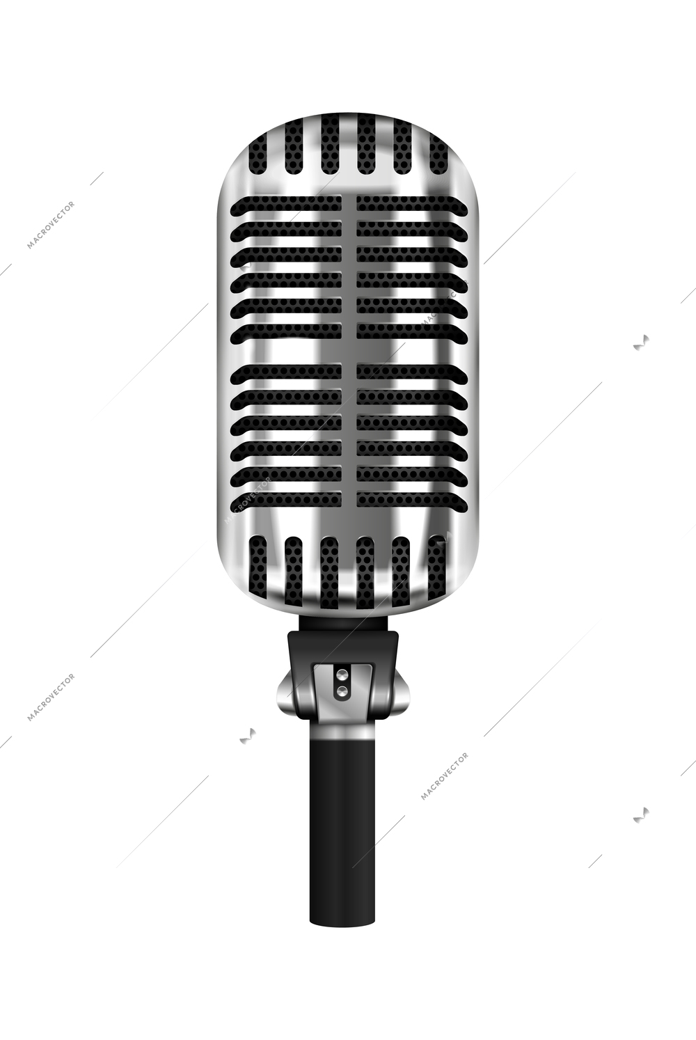 Professional microphone realistic composition with isolated image of audio recording mic vector illustration