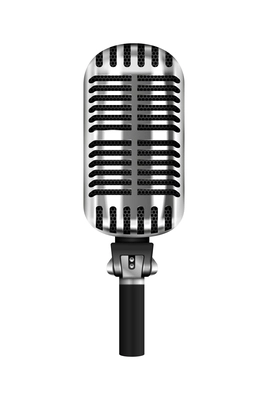 Professional microphone realistic composition with isolated image of audio recording mic vector illustration