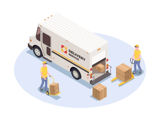 Delivery logistics shipment composition with isolated shipping service image on blank background vector illustration