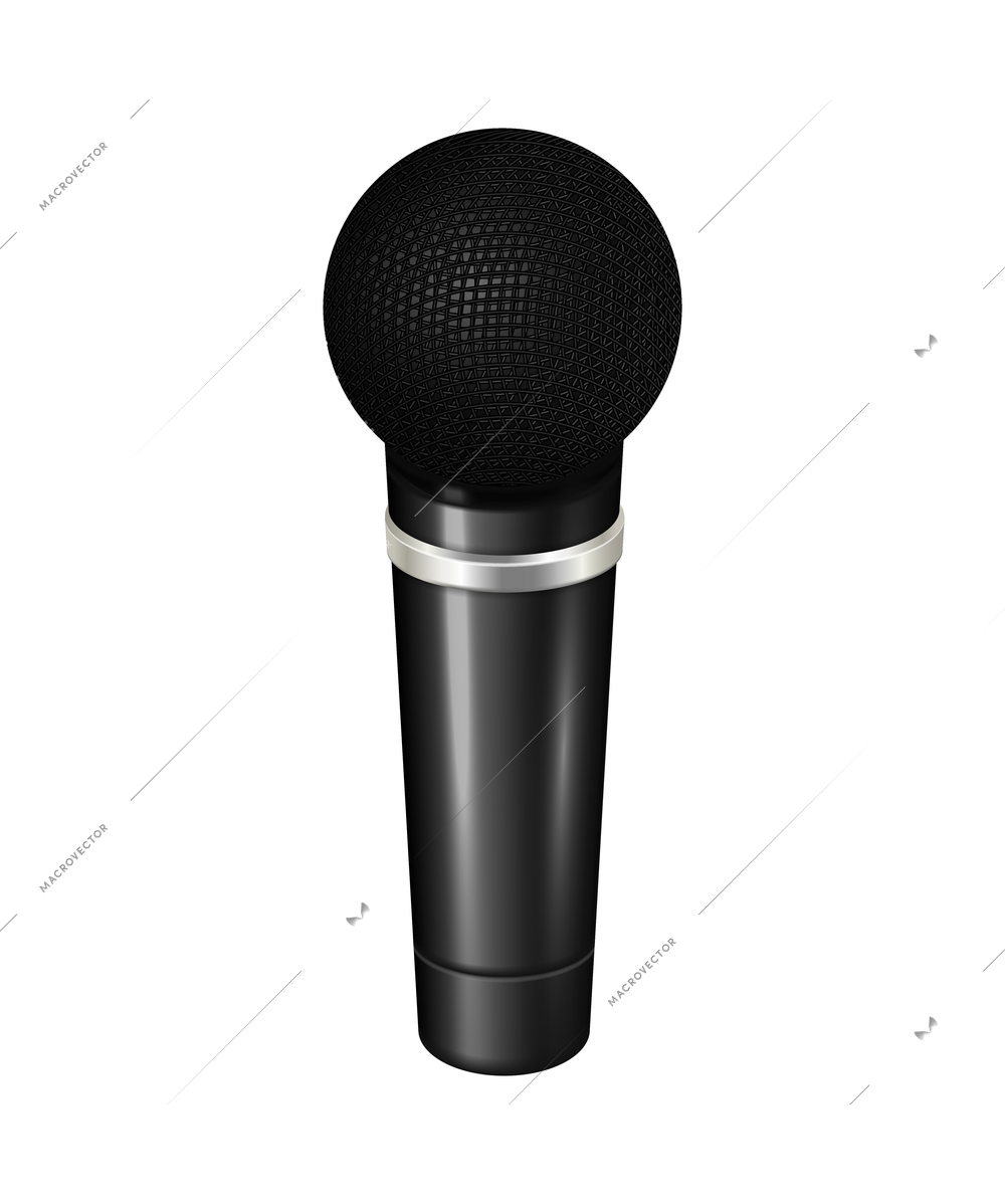 Professional microphone realistic composition with isolated image of audio recording mic vector illustration
