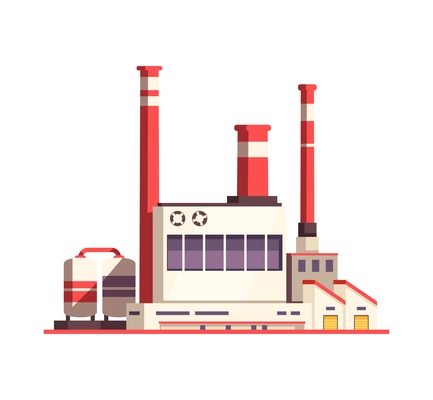 Industry factory pollution composition with industrial view of plant modern buildings vector illustration