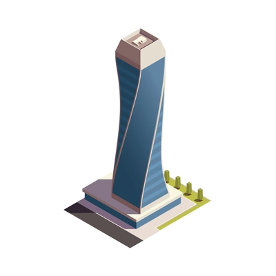 City skyscrapers isometric composition with isolated outdoor look of modern building on blank background vector illustration