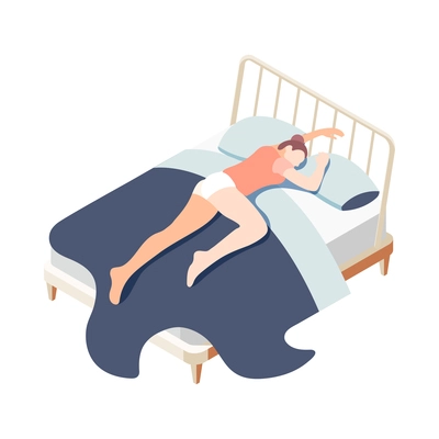 Human circadian rhythms isometric composition with human character and fatigue lack of sleep drowsiness image vector illustration