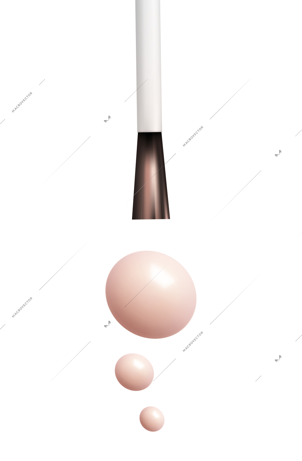 Lip gloss smears color realistic composition with brush applicator glitter and matte isolated icon vector illustration