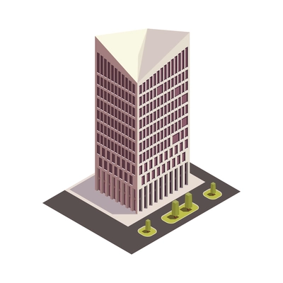 City skyscrapers isometric composition with isolated outdoor look of modern building on blank background vector illustration