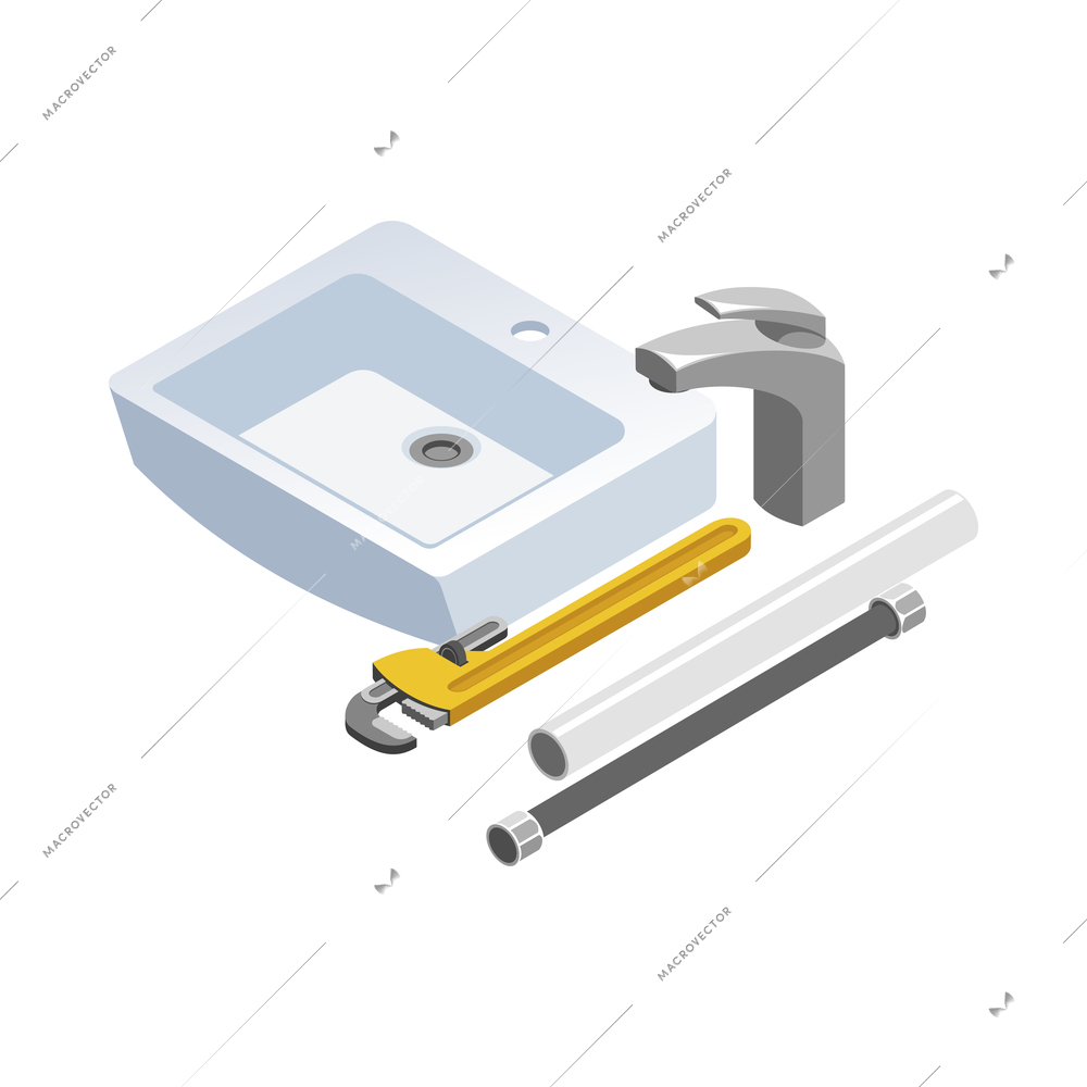 Home repair isometric composition with isolated icons of house renovation materials tools vector illustration