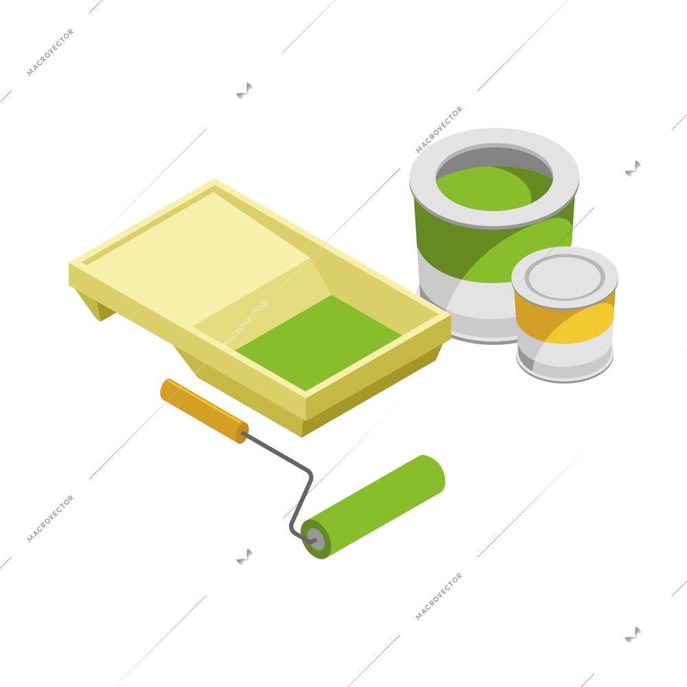 Home repair isometric composition with isolated icons of house renovation materials tools vector illustration