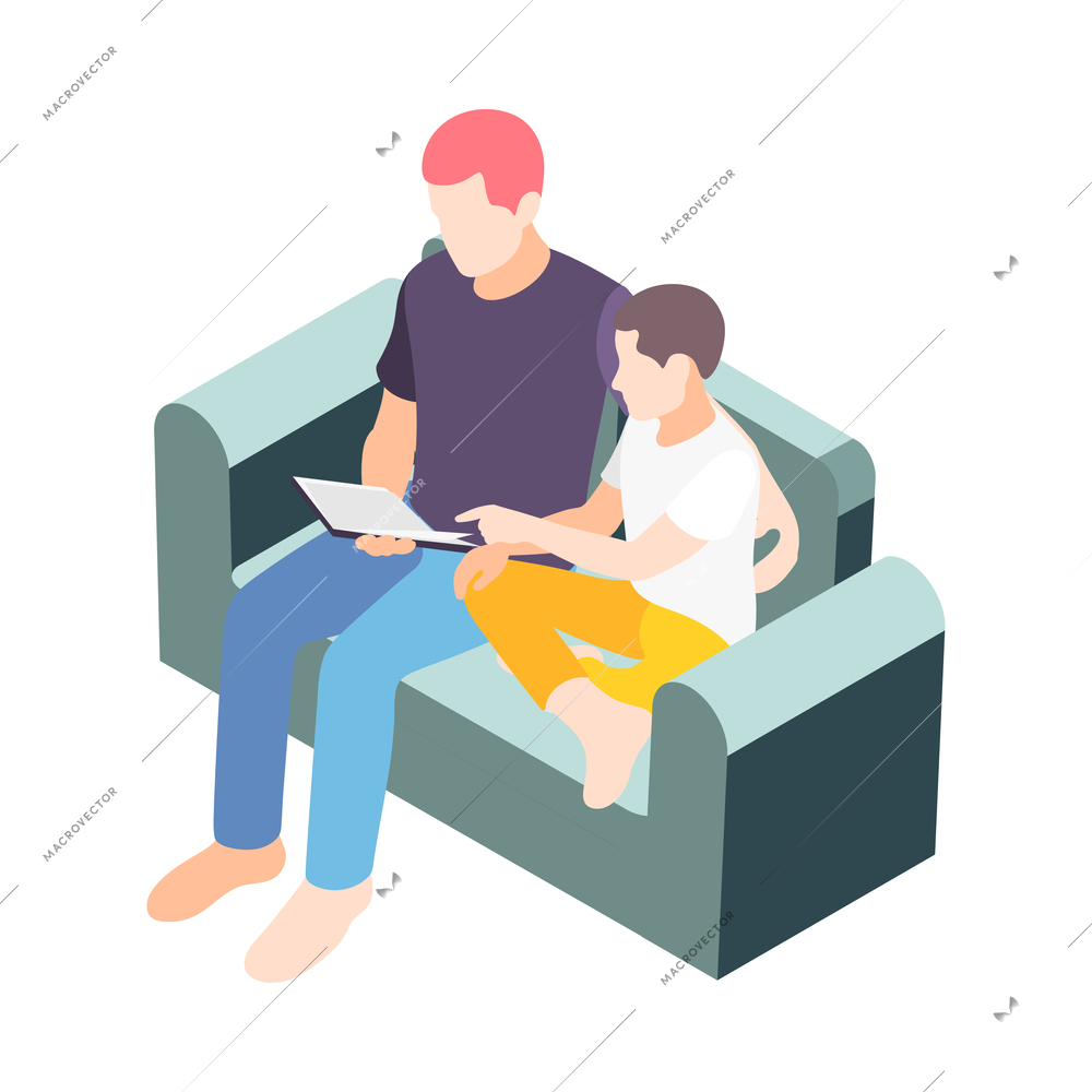 Time together isometric composition with human characters of close people situations vector illustration