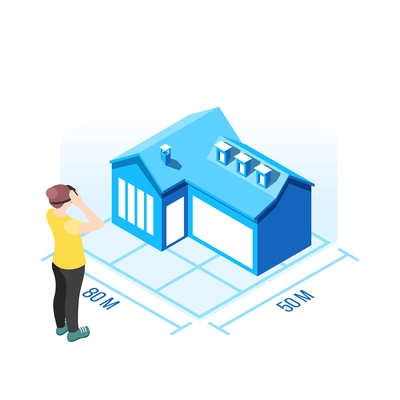 Real estate augmented reality isometric composition with isolated house sales modern service image vector illustration