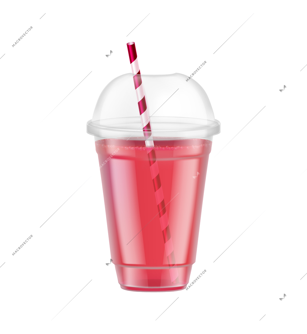 Transparent disposable plastic glass composition with isolated image of beverage container on blank background vector illustration