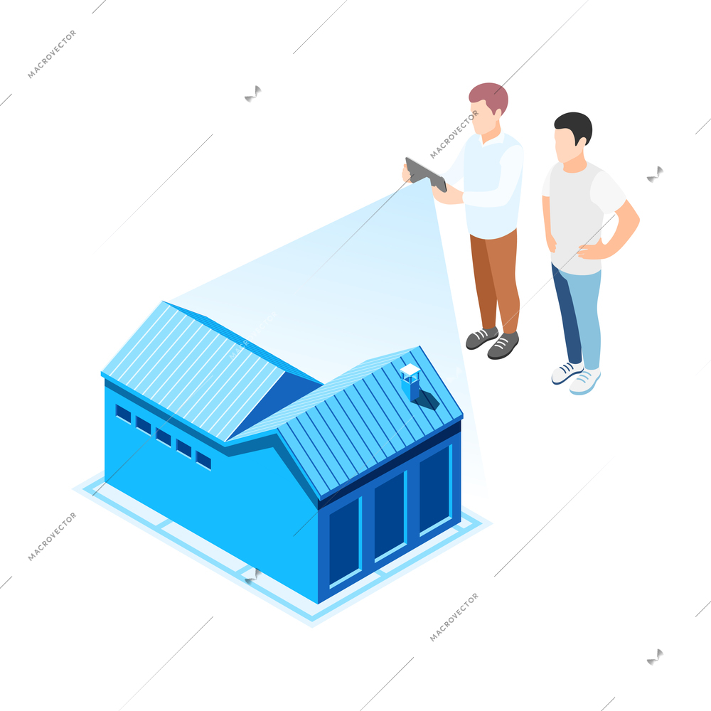 Real estate augmented reality isometric composition with isolated house sales modern service image vector illustration