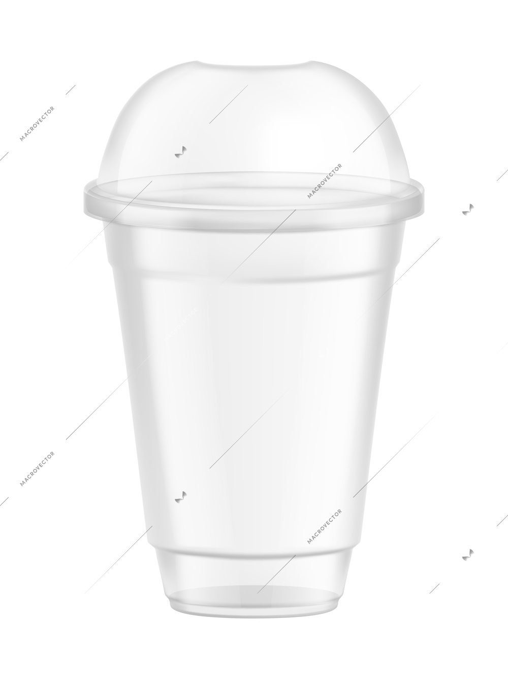 Transparent disposable plastic glass composition with isolated image of beverage container on blank background vector illustration