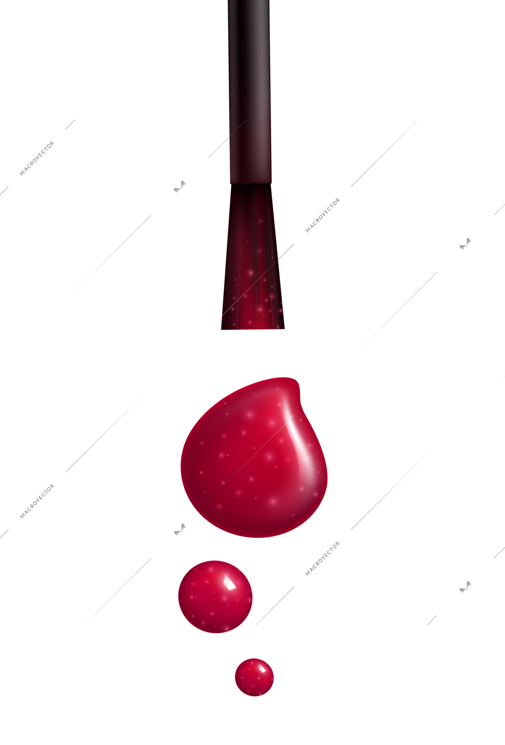 Lip gloss smears color realistic composition with brush applicator glitter and matte isolated icon vector illustration