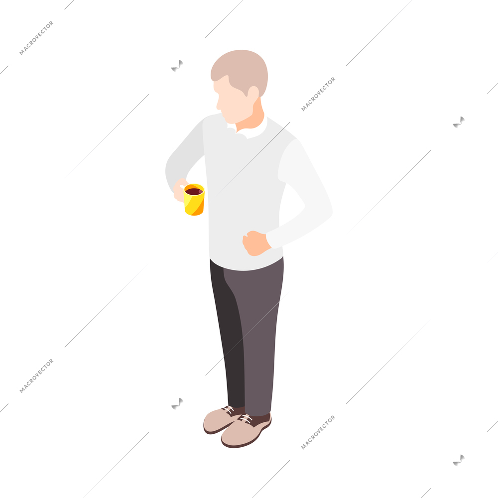 Human circadian rhythms isometric composition with human character and fatigue lack of sleep drowsiness image vector illustration