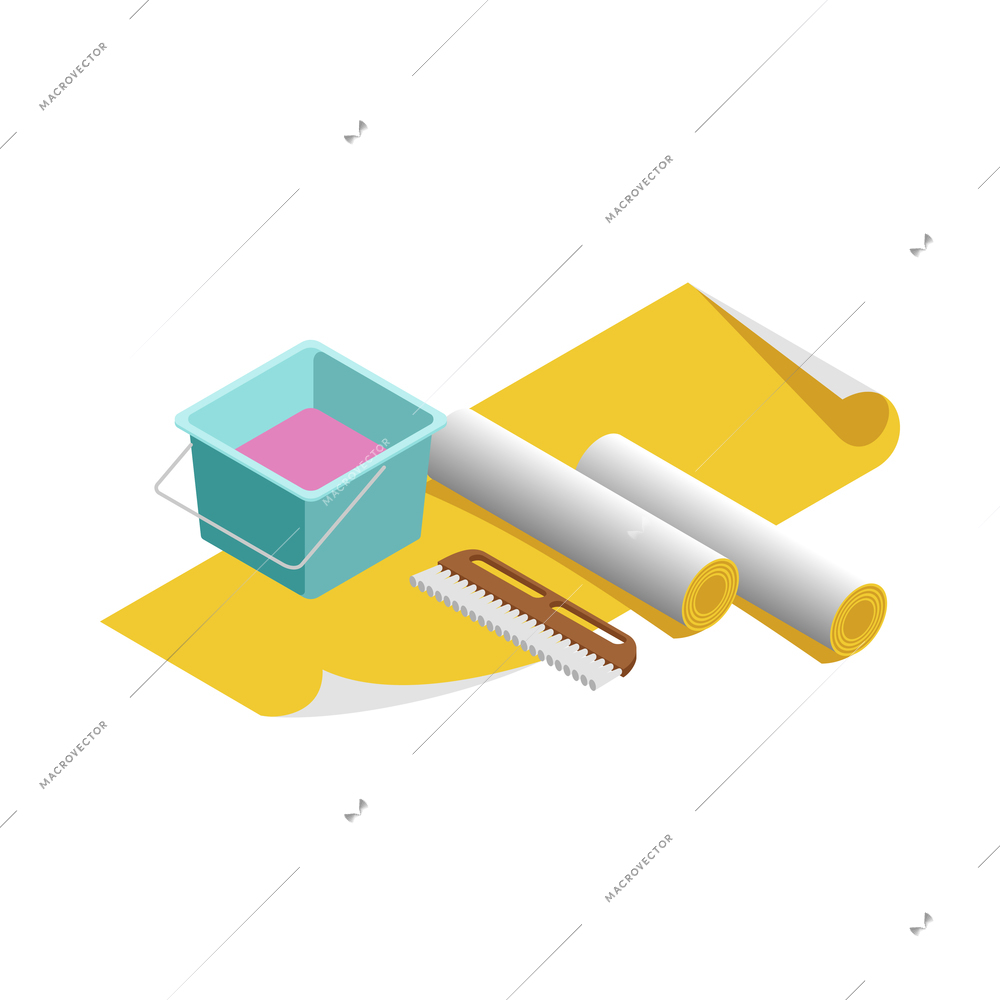 Home repair isometric composition with isolated icons of house renovation materials tools vector illustration