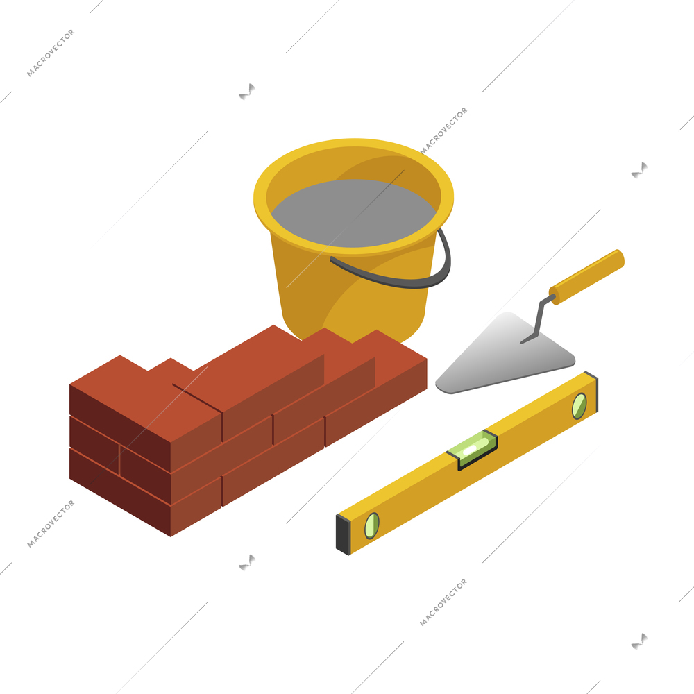 Home repair isometric composition with isolated icons of house renovation materials tools vector illustration