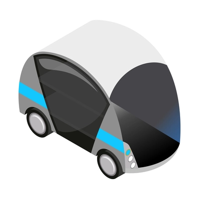 Automated robot delivery isometric composition with isolated icon of futuristic shipping appliance vector illustration