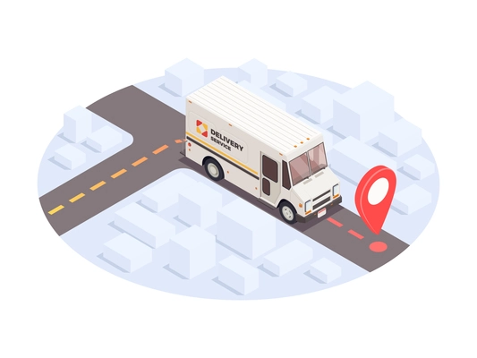 Delivery logistics shipment composition with isolated shipping service image on blank background vector illustration