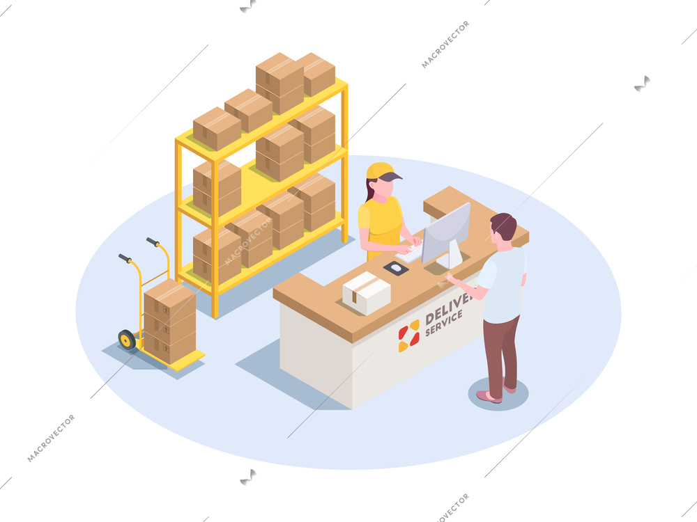 Delivery logistics shipment composition with isolated shipping service image on blank background vector illustration