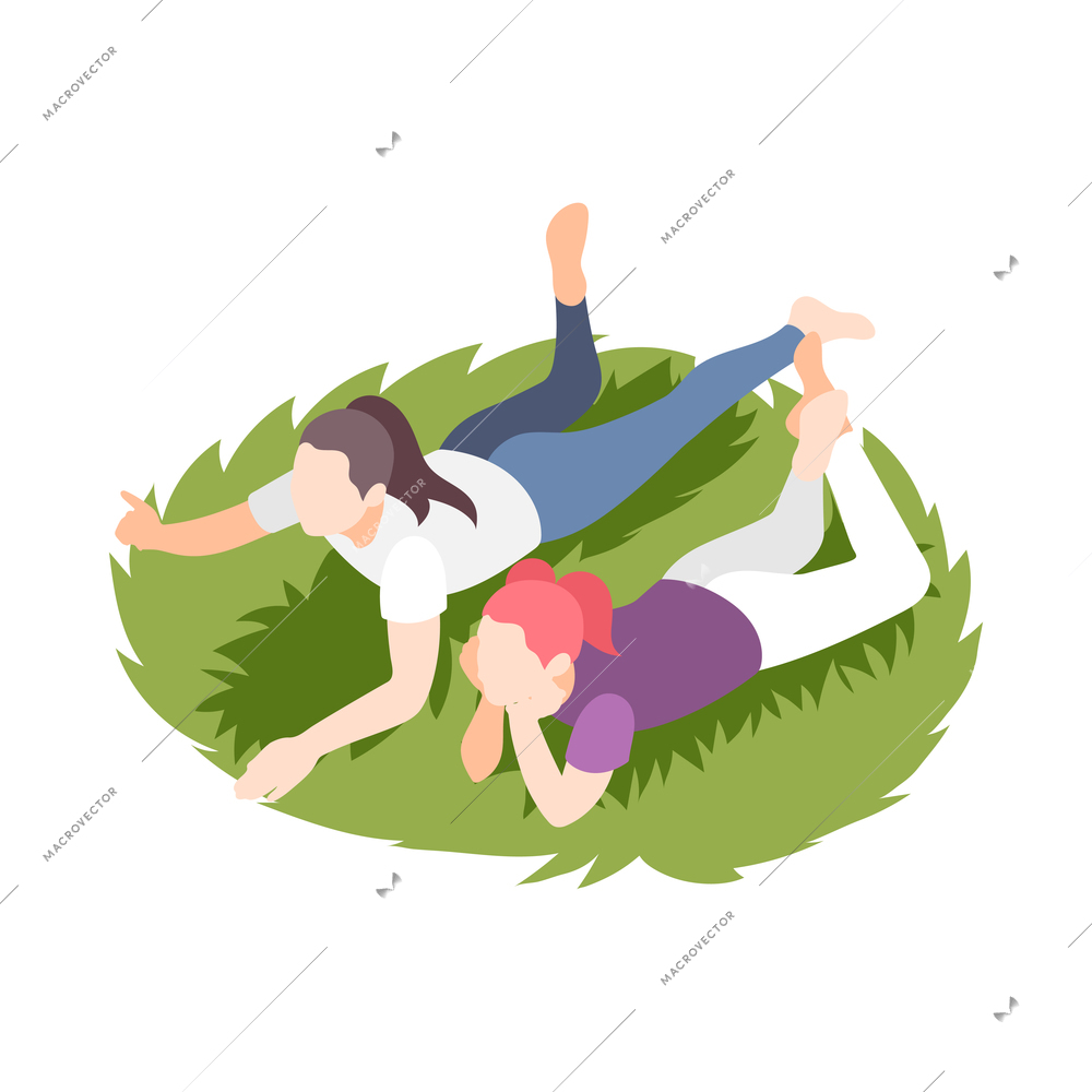 Time together isometric composition with human characters of close people situations vector illustration