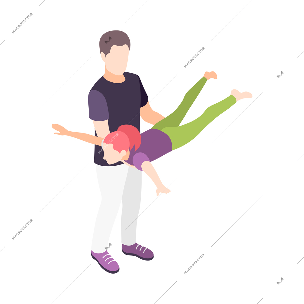 Time together isometric composition with human characters of close people situations vector illustration