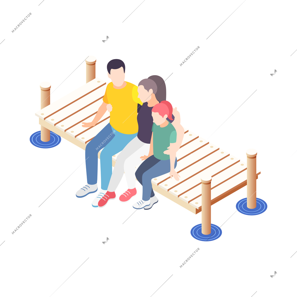 Time together isometric composition with human characters of close people situations vector illustration