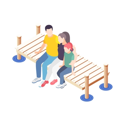 Time together isometric composition with human characters of close people situations vector illustration