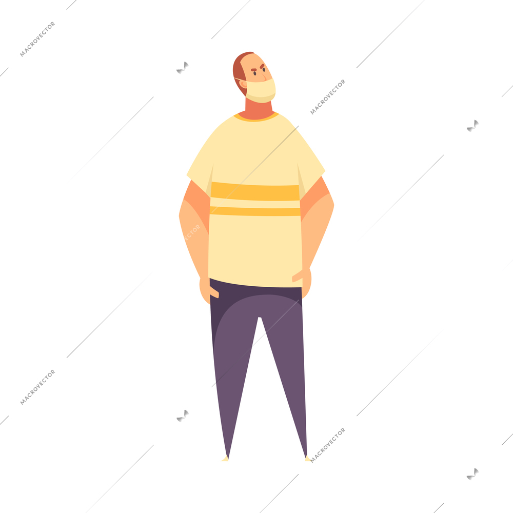 Industry factory pollution composition with isolated doodle style human character of affected person vector illustration