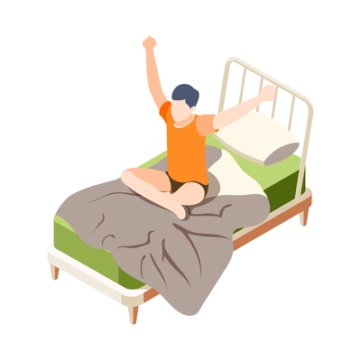 Human circadian rhythms isometric composition with human character and fatigue lack of sleep drowsiness image vector illustration