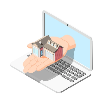 Real estate augmented reality isometric composition with isolated house sales modern service image vector illustration