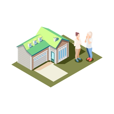 Real estate augmented reality isometric composition with isolated house sales modern service image vector illustration