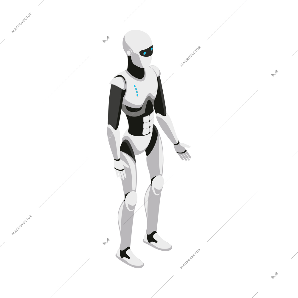 Automated robot delivery isometric composition with isolated icon of futuristic shipping appliance vector illustration