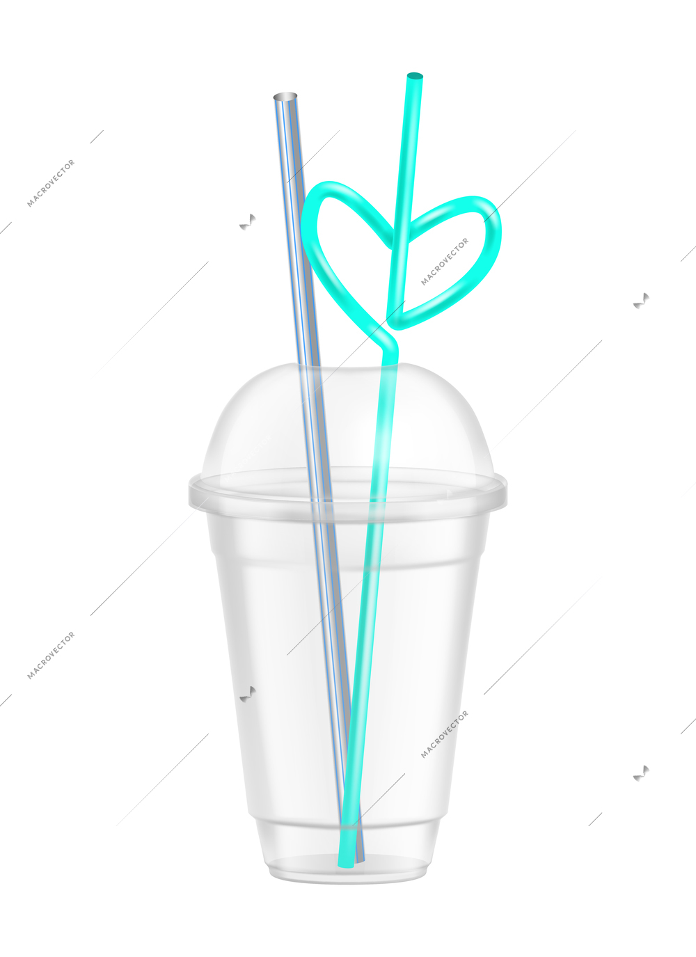 Transparent disposable plastic glass composition with isolated image of beverage container on blank background vector illustration