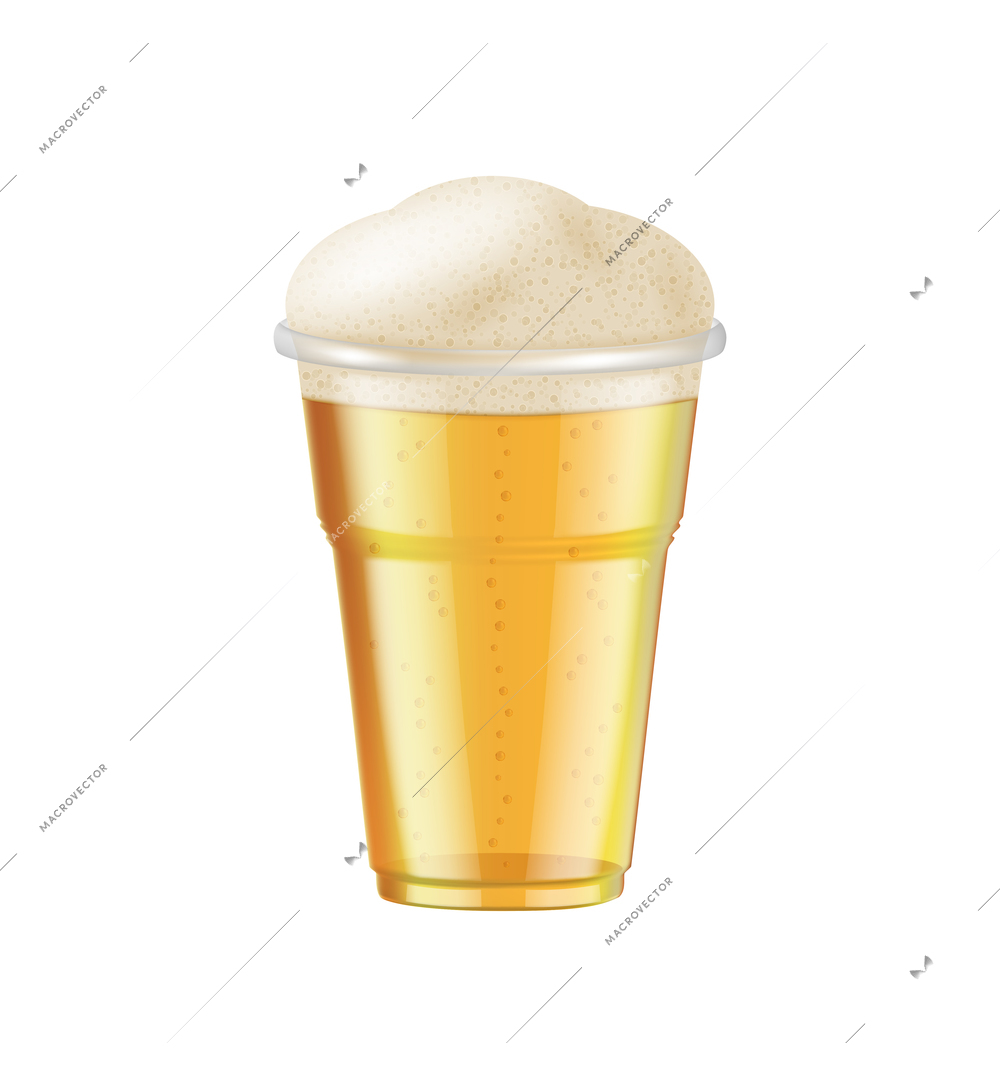 Transparent disposable plastic glass composition with isolated image of beverage container on blank background vector illustration