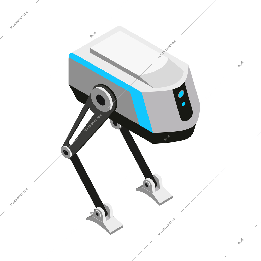 Automated robot delivery isometric composition with isolated icon of futuristic shipping appliance vector illustration