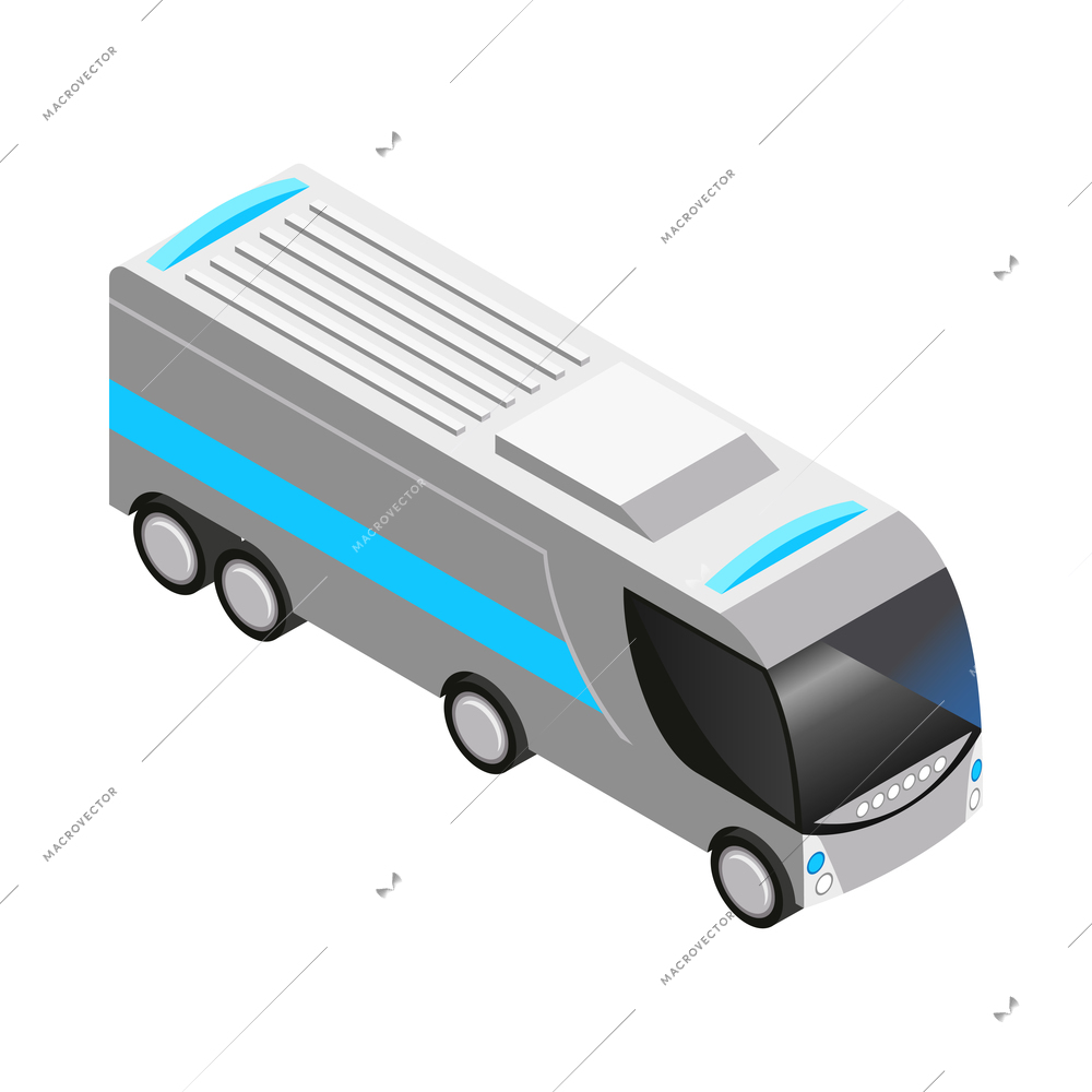Automated robot delivery isometric composition with isolated icon of futuristic shipping appliance vector illustration