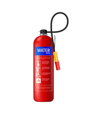 Fire extinguisher infographic composition with realistic image of fire fighting appliance vector illustration