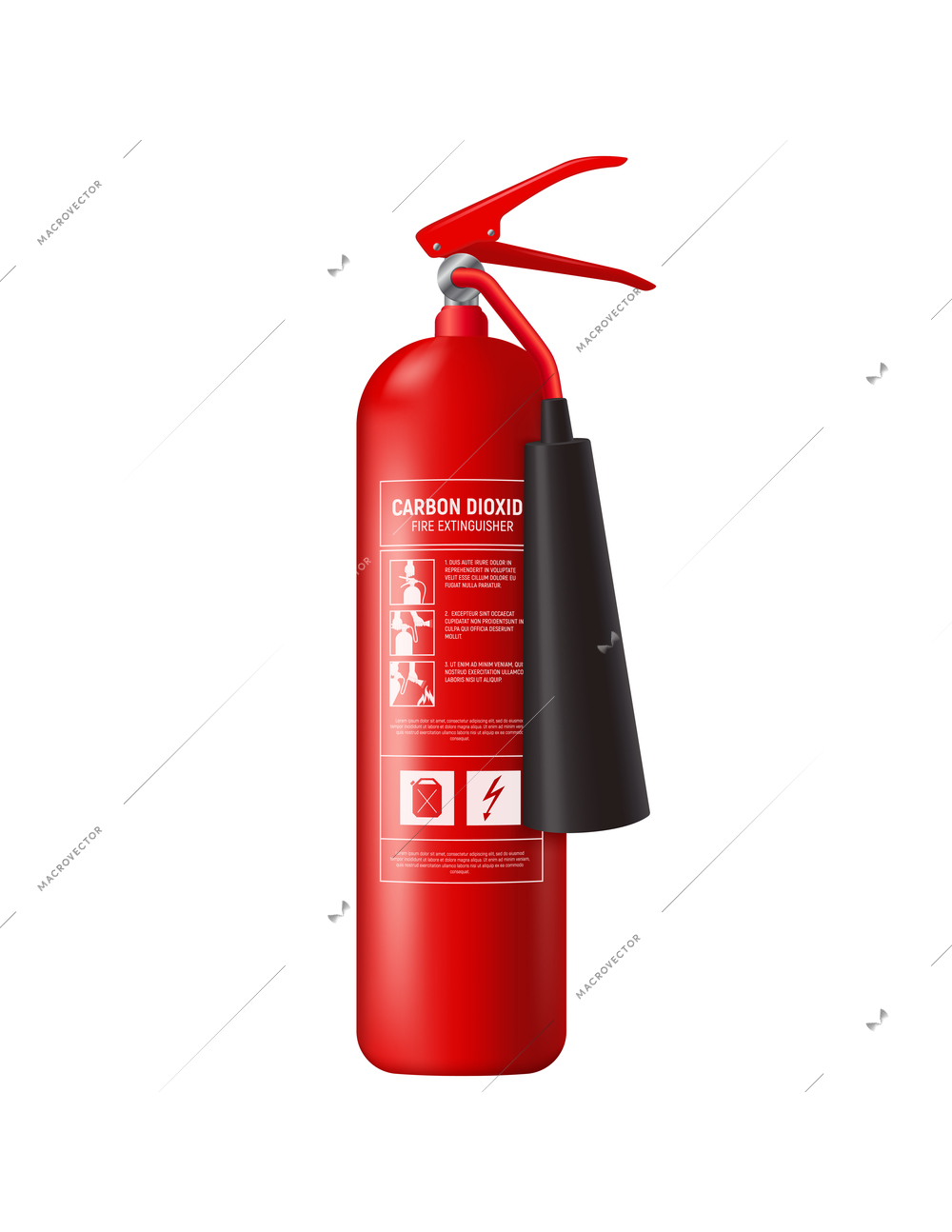 Fire extinguisher infographic composition with realistic image of fire fighting appliance vector illustration